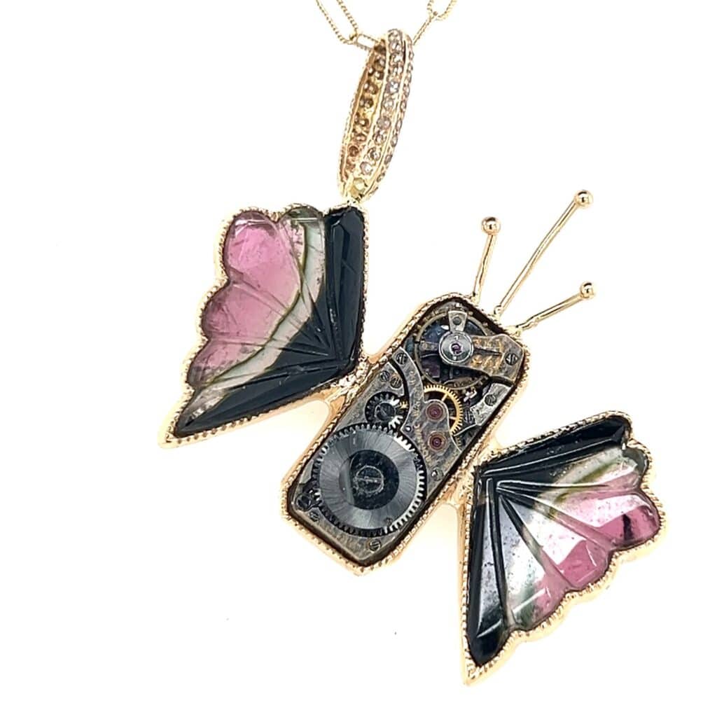 Butterfly tourmaline pendant created by Just Jules.